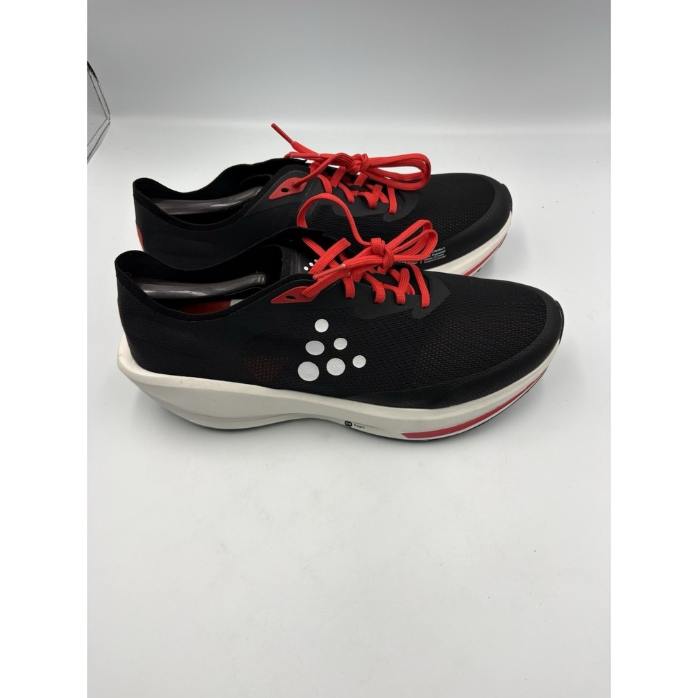 CRAFT Men's Black Red White Low Top Lace-Up Running Athletic Sneakers - Picture 4 of 9